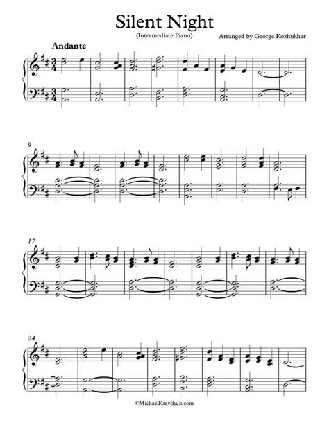 piano arrangement sheet  silent night lagudankuncinya