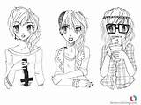 Coloring Pages Hipster Three Girls Kids Printable sketch template