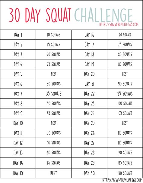 30 day squat challenge printable printable word searches