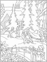 Dover Coloriages Doverpublications Paysages Hiver Paysage Azcoloring Olphreunion Postma Pinte Harma sketch template