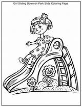 Coloring Park Girl Pages Playground Sliding Slide Kids Fun Kidscanhavefun Mandala sketch template