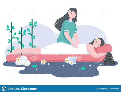 massage vector illustration in beauty salon body spa relaxation