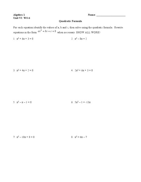 worksheets quadratic equations solving worksheet  worksheet