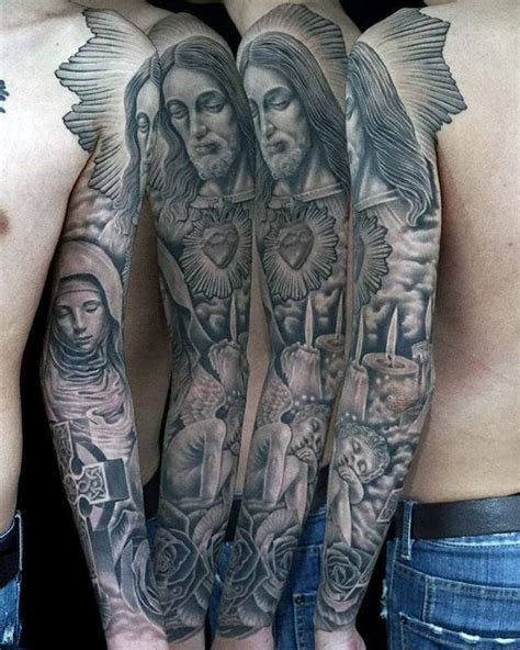 50 jesus sleeve tattoo designs for men religious ink ideas