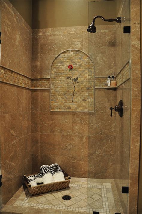 marble shower rose mural tropical bathroom seattle