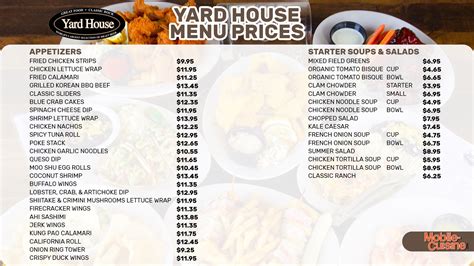 yard house menu prices happy hour savings