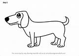 Dog Cartoon Drawing Draw Dachshund Step Weenie Drawings Animals Tutorials Drawingtutorials101 Paintingvalley Learn sketch template