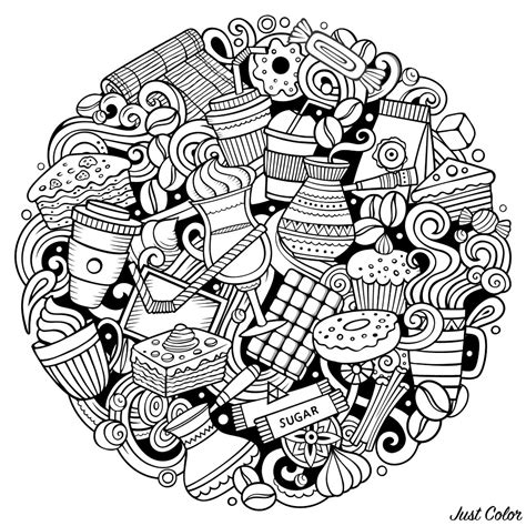 sweet circle cupcakes adult coloring pages