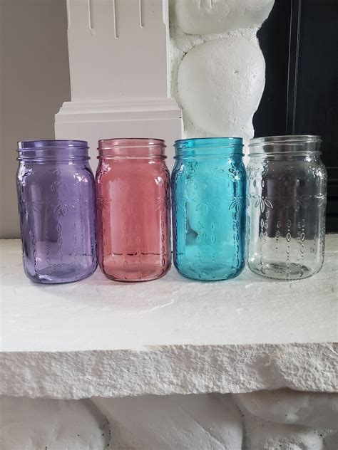 Colored Mason Jars Glass Mason Jars Assorted Colors Mason Etsy