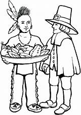 Coloring Pilgrim Pages Indian Getcolorings Thanksgiving sketch template