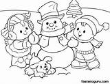 Coloring Pages Snowman Winter Build sketch template