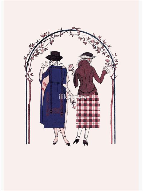 Vintage Lesbian Couple Romantic Floral Garden Poster For Sale By
