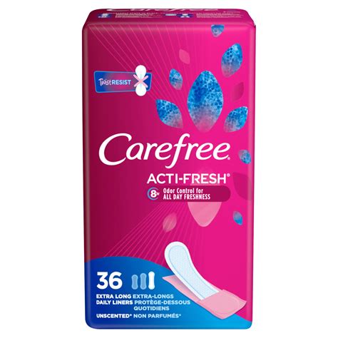 carefree acti fresh extra long pantiliners   unscented  ct