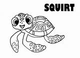 Nemo Turtle Dory Squirt Dori Colorings Turtles Disimpan Gcssi sketch template