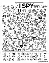 Tersembunyi Benda Cari Worksheet Coloriage Trouve Covid19 Cherche Papertraildesign Ispy Halloween Imprimer Mindfulness Objek sketch template