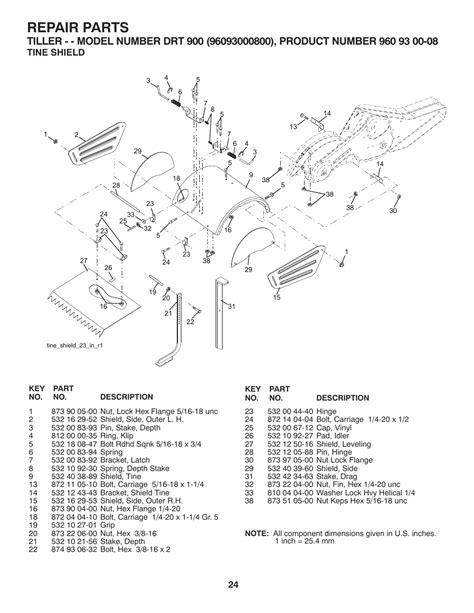 tine shield repair parts husqvarna drt user manual page