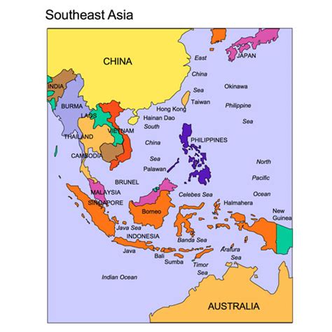 Southeast Asia Regional Powerpoint Map Countries Names