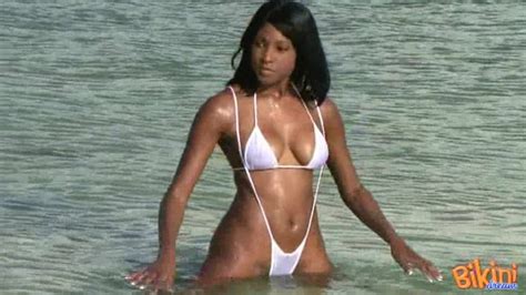 hot ebony chick soaks her pussy wet while in white bikini porn video at xxx dessert tube