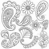 Paisley Doodle Bandana Motif Henna sketch template