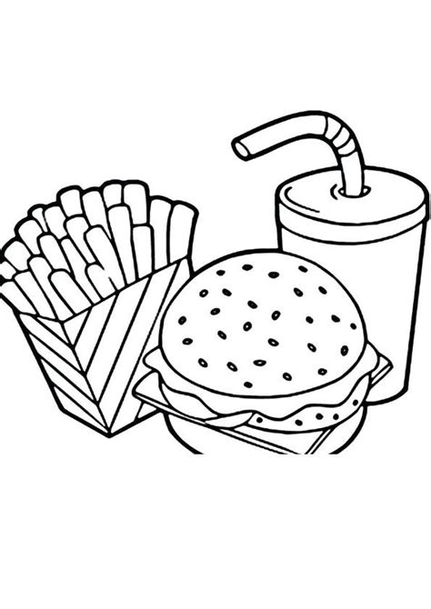 fast food coloring page  kids food coloring pages adult coloring