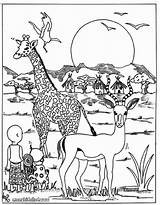 Coloring Pages Animals Africa Animal African Grassland Printable Giraffe Park Savanna Hardy Jeff Color Safari Sheet Drawing Zoo Kids Sheets sketch template