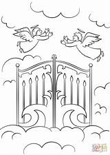 Heaven Coloring Gates Clipart Pages Kids Printable Sheets Gate Drawing Heavens Book Drawings Bible Cielo Para Colorear Pencil Children Colorings sketch template