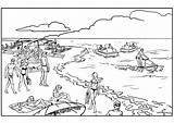Coloring Landscapes Crowded Beach Color Sheet Summer Time Adult sketch template