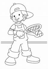 Tennis Coloring Pages Playing Lawn Boy Player Printable Kids Drawing Getdrawings Color sketch template