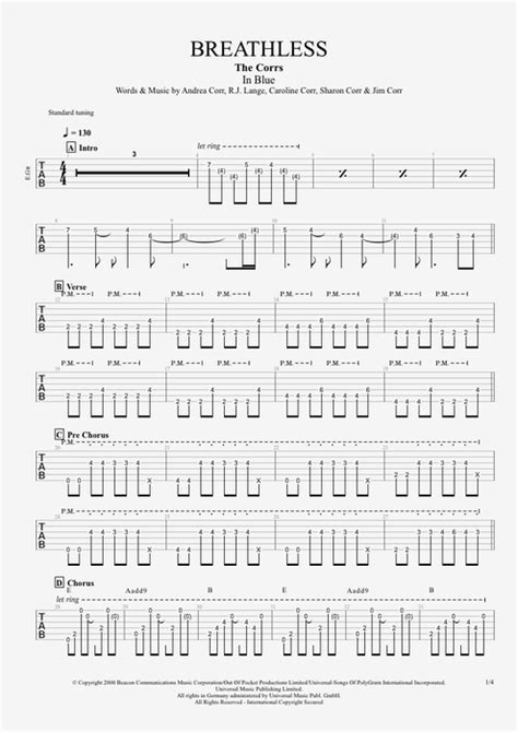 breathless   corrs full score guitar pro tab