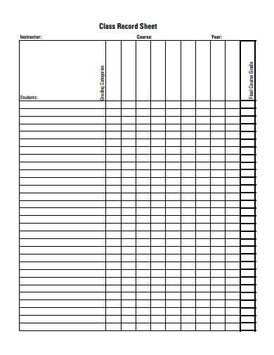 record sheet templates  google docs word pages