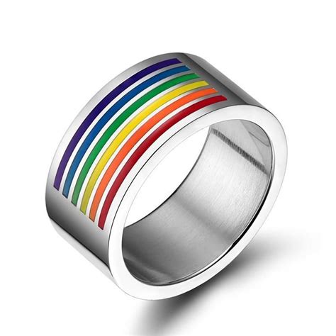 european exquisite six color stripes unique design stainless steel finger ring for women and men