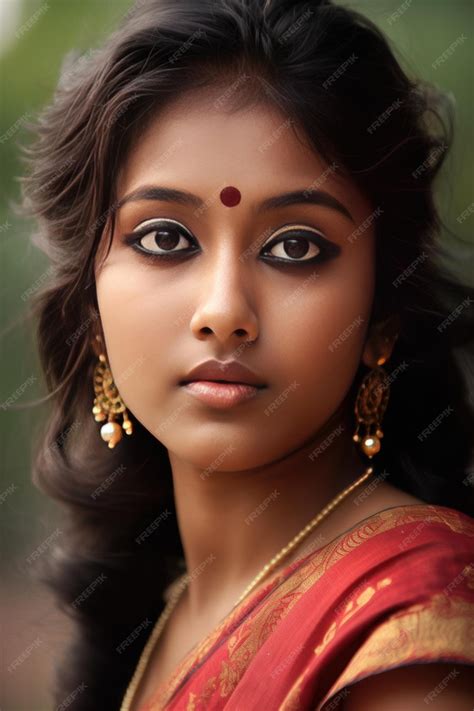Premium Photo Beautiful Indian Woman Close Up Generative Ai