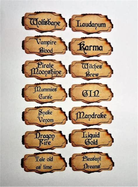 mini potion labels  mini bottles apothecary crafting