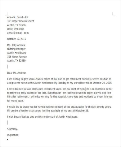 retirement resignation letters   ms word