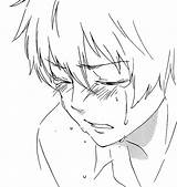 Anime Crying Boy Draw Manga Drawing Sketches Coloring Male Lineart Choose Board sketch template