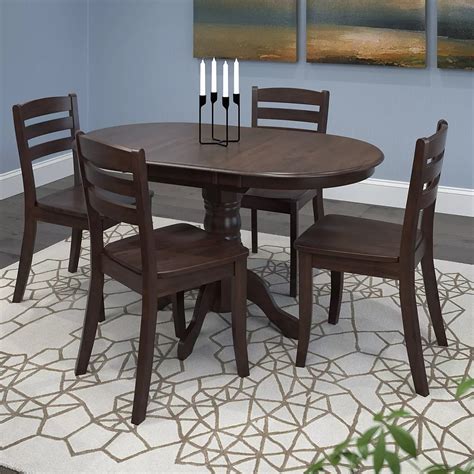 corliving dillon  piece extendable cappuccino stained solid wood dining set  home depot canada