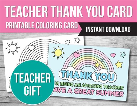 teacher   coloring card teacher appreciation etsy