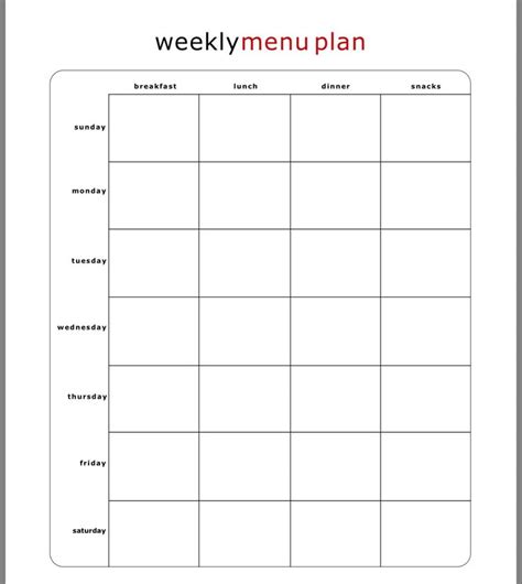 pin  adelita alvarado  daily planner printable weekly menu
