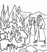 Moses Coloring Bush Burning Pages Printable Kids Cool2bkids Bible Color Template sketch template