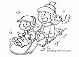 Coloring Winter Sledding Pages Sled Snow Color Print Kids Printable Getcolorings Cartoon Coloringtop sketch template