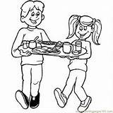 Breakfast Coloring Pages Kids Tray Results Popular Eat sketch template