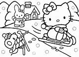 Kitty Coloring Hello Snow Da Pages Colorare Playing Natale Di Scegli Bacheca Una Christmas sketch template