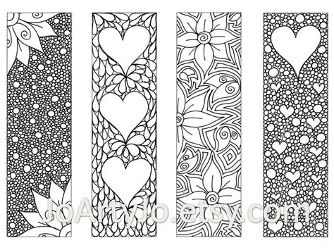 valentines bookmarks  print  color zentangle