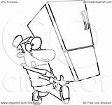 Man Delivery Carrying Fridge Cartoon Clipart Illustration Vector Royalty Toonaday sketch template