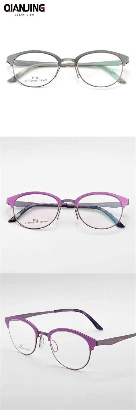 qj titanium glasses frame women brand designer female vintage round