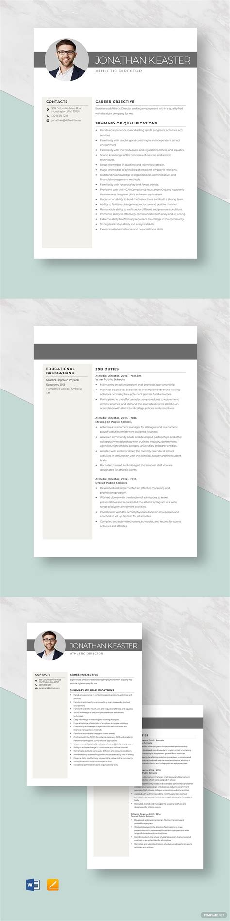 athletic director resume template   resume template templates