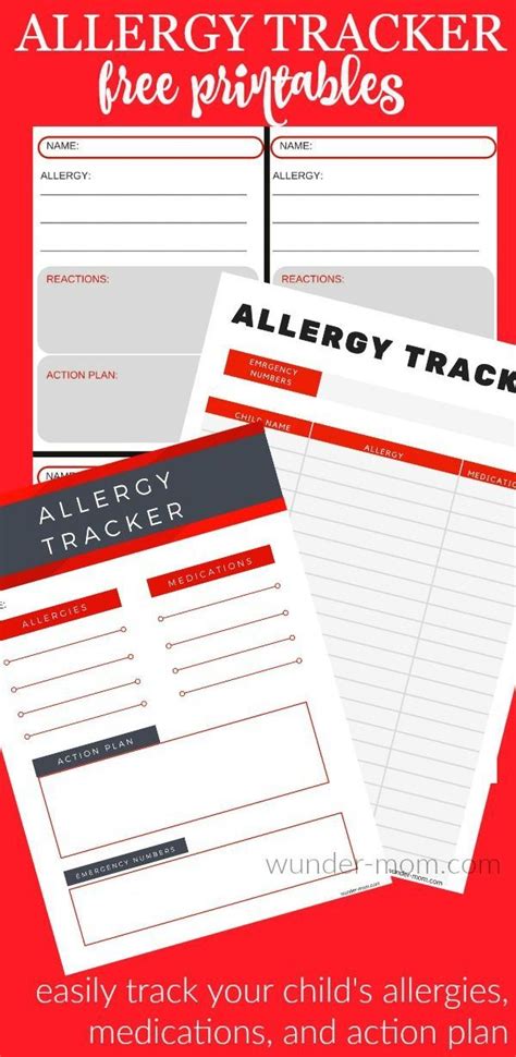 printable allergy tracker kids allergies dairy allergy kids