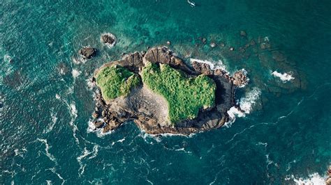 aerial view  green island  stock photo