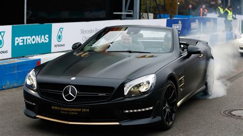 mercedes rolls  special sl amgs celebrating  victory