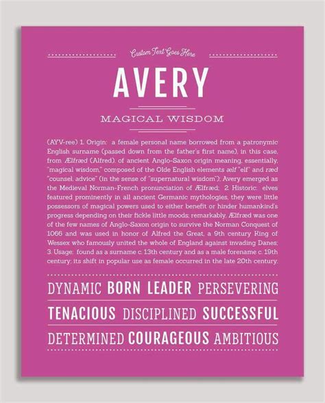 Avery Female Classic Name Print Name Stories Personalized Art